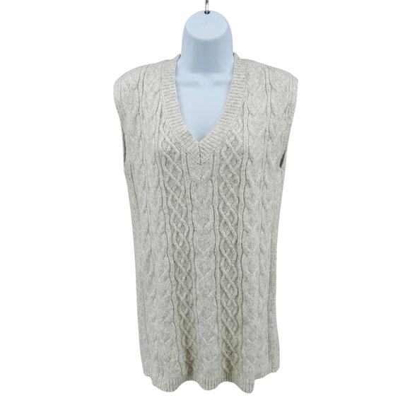 Sincerely Jules Cable Knit Sweater Vest WMN S Cream/Gray Sleeveless Pullover Top - Picture 1 of 10